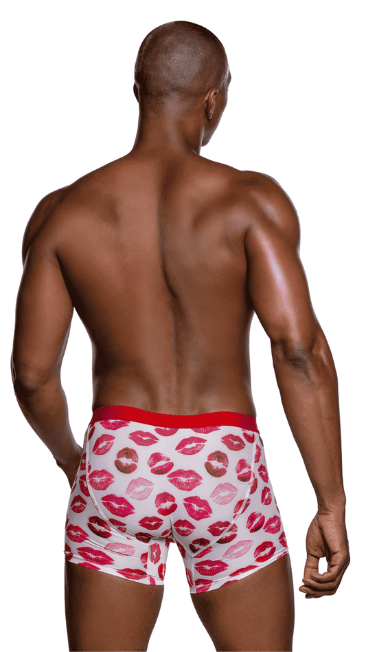 Sweet Smooch Boxer Briefs – soft modal knit men’s boxer briefs with “Kiss Me” logo elastic waistband, back view