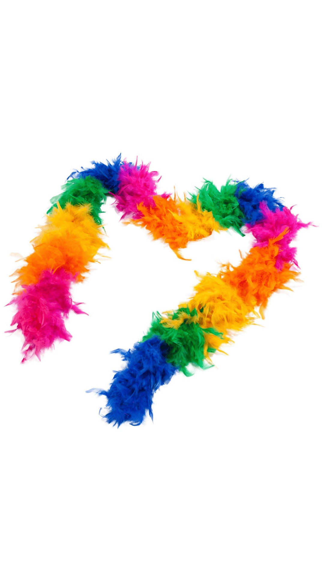 Naughty Kitten Clothing 72” Feathered Boa Rainbow Front View Halloween Costume Accessories