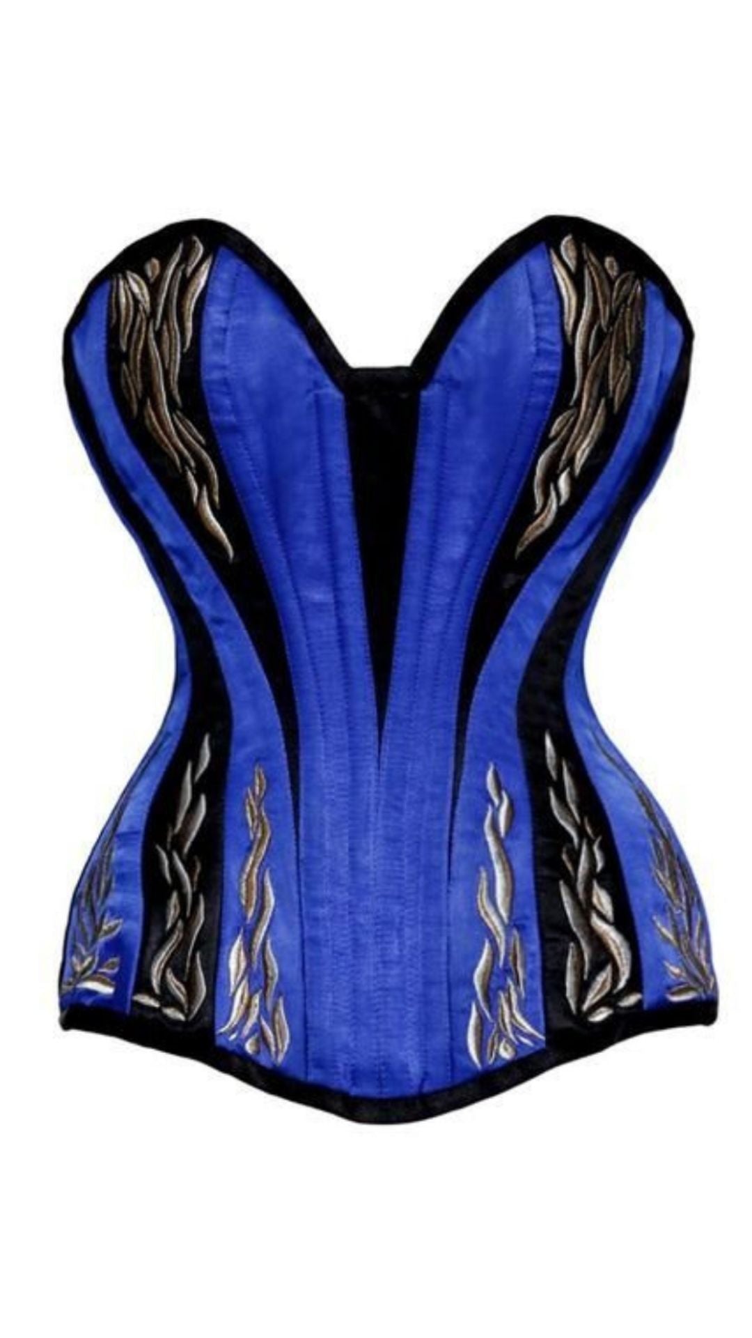 Amber Blue Flame Corset - Naughty Kitten Clothing Front View