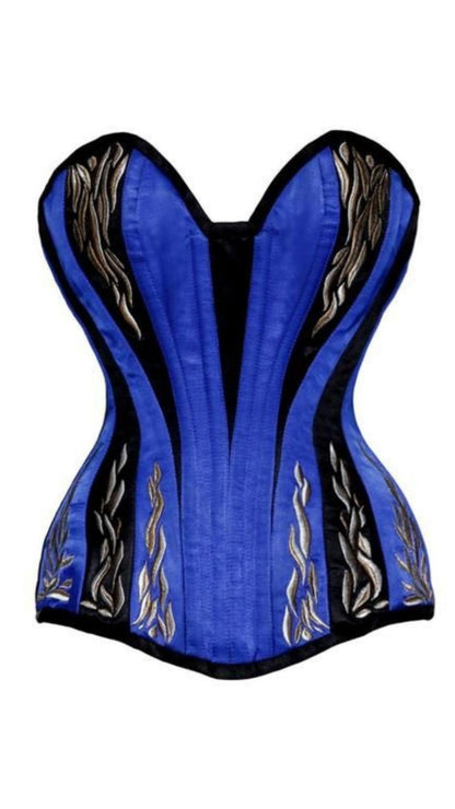 Amber Blue Flame Corset - Naughty Kitten Clothing Front View