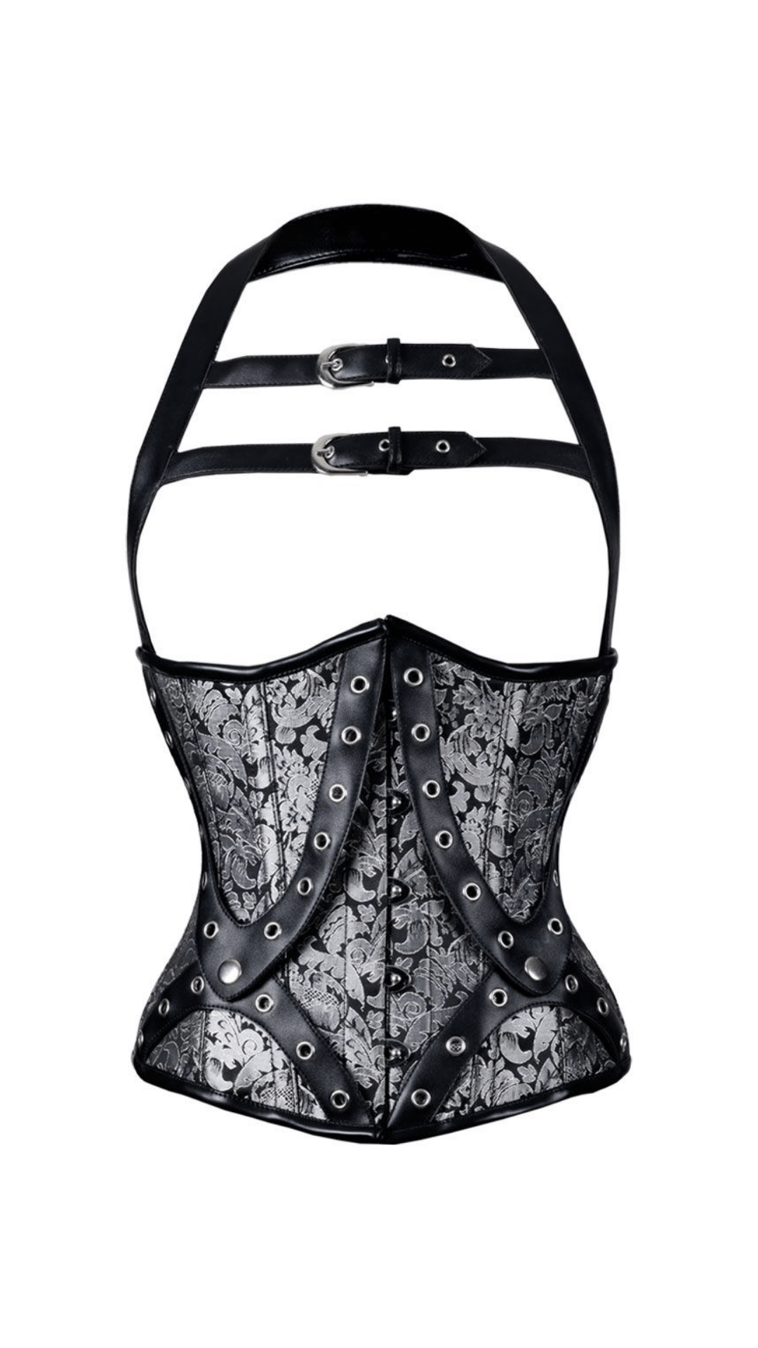 Naughty Kitten Clothing Artemis Brocade Halter Corset Front View