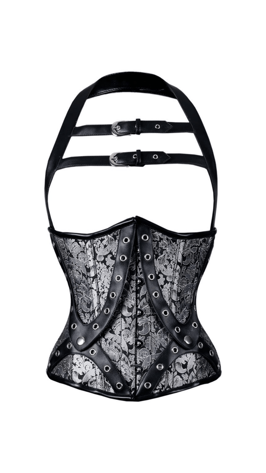 Naughty Kitten Clothing Artemis Brocade Halter Corset Front View