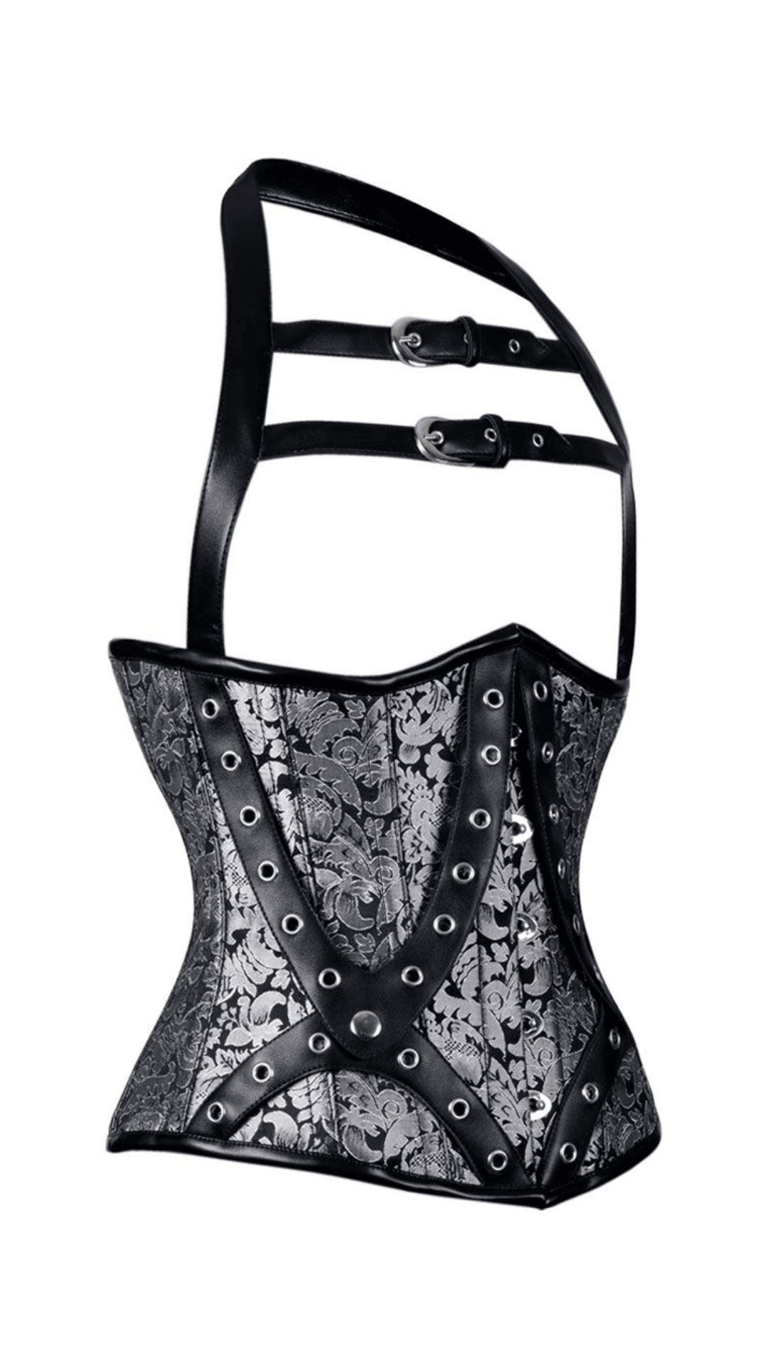 Naughty Kitten Clothing Artemis Brocade Halter Corset Side View