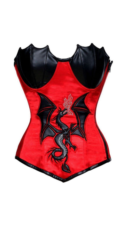 Naughty Kitten Clothing Ashen Deluxe Dragon Corset front View