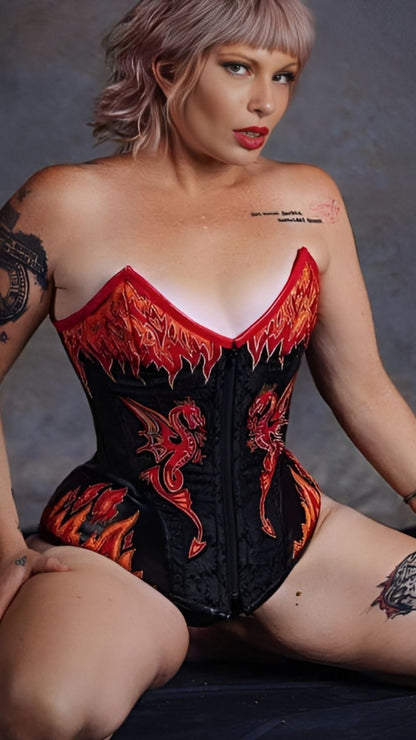 Naughty Kitten Clothing Astrid Dragon Corset Front View Kitten Luci-Purr