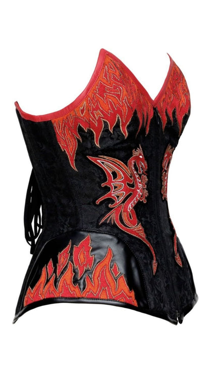 Naughty Kitten Clothing Astrid Dragon Corset Side View Kitten Luci-Purr