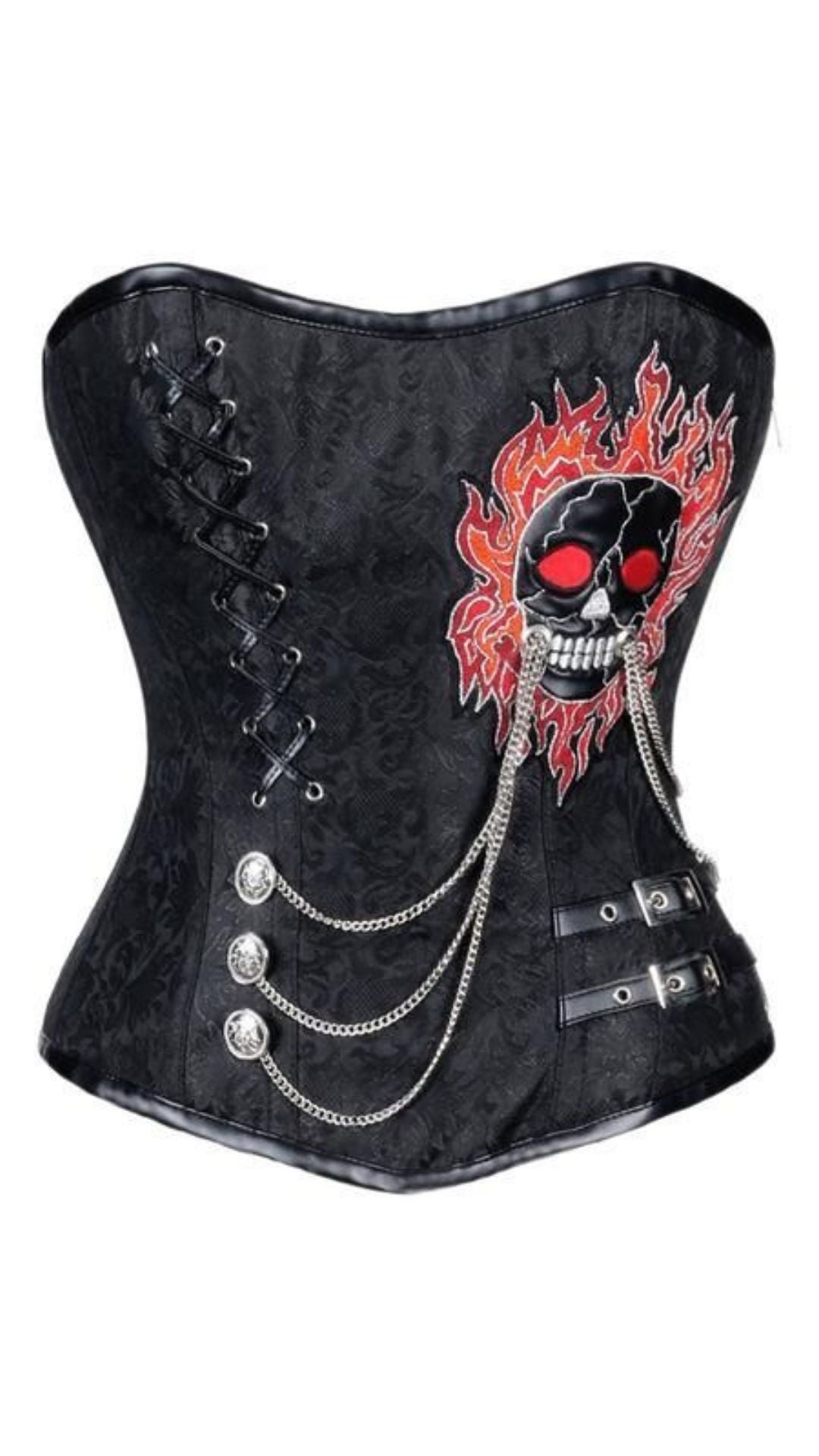 Naughty Kitten Clothing Axel Skull & Chain Corset Front View