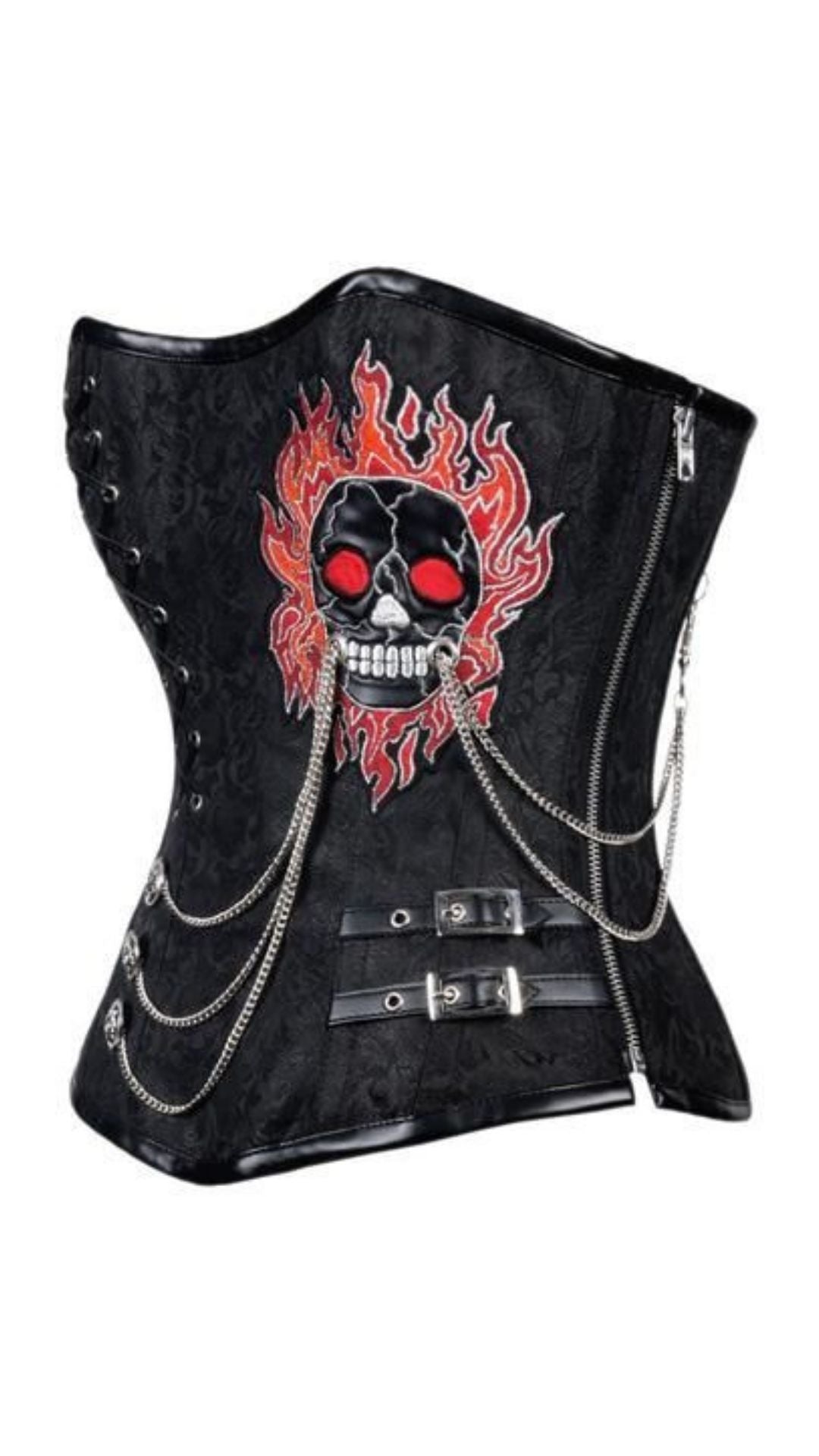 Naughty Kitten Clothing Axel Skull & Chain Corset Side View
