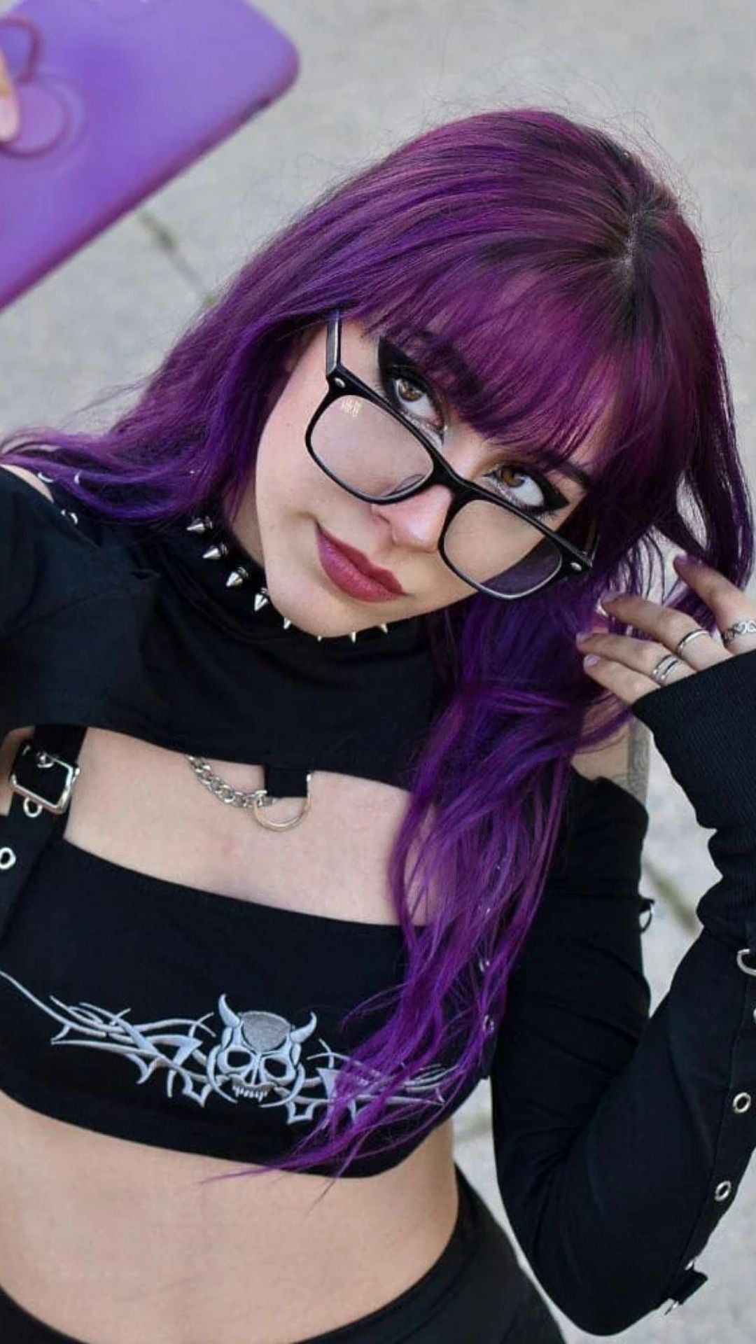 Naughty Kitten Clothing Bare Shoulder Navel Cropped Hoodies With Sashes Front View Gothic Alternative Women's Wear