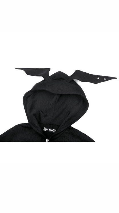Naughty Kitten Clothing The Bat Wing Hoodie Close Up View Alternative gothic Women's Wear Hoodie