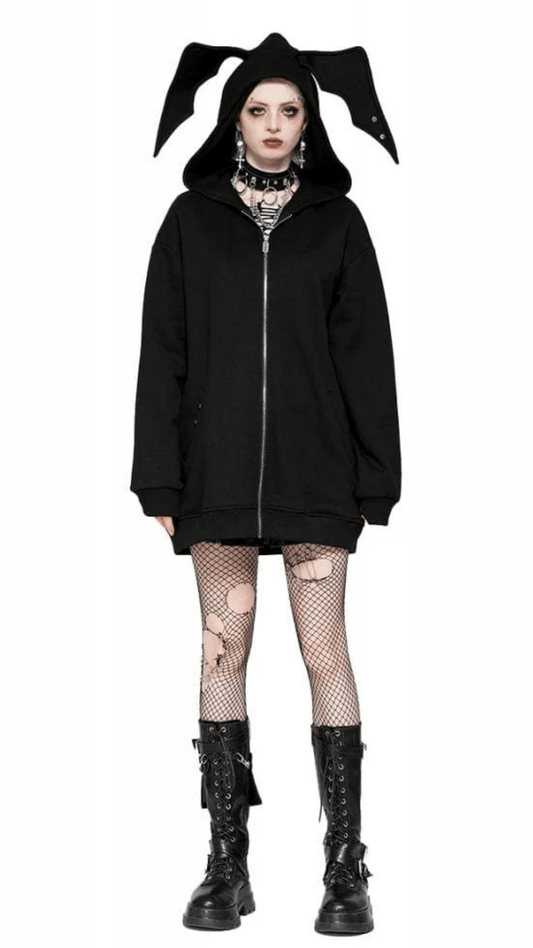 Naughty Kitten Clothing The Bat Wing Hoodie Front View Alternative gothic Women's Wear Hoodie