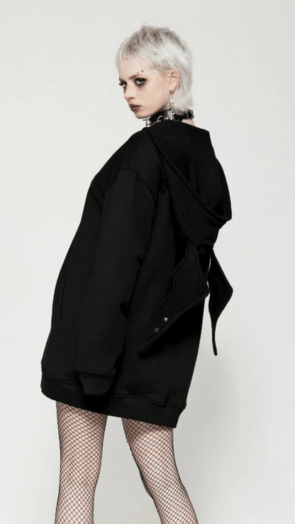 Naughty Kitten Clothing The Bat Wing Hoodie Side View Alternative gothic Women's Wear Hoodie