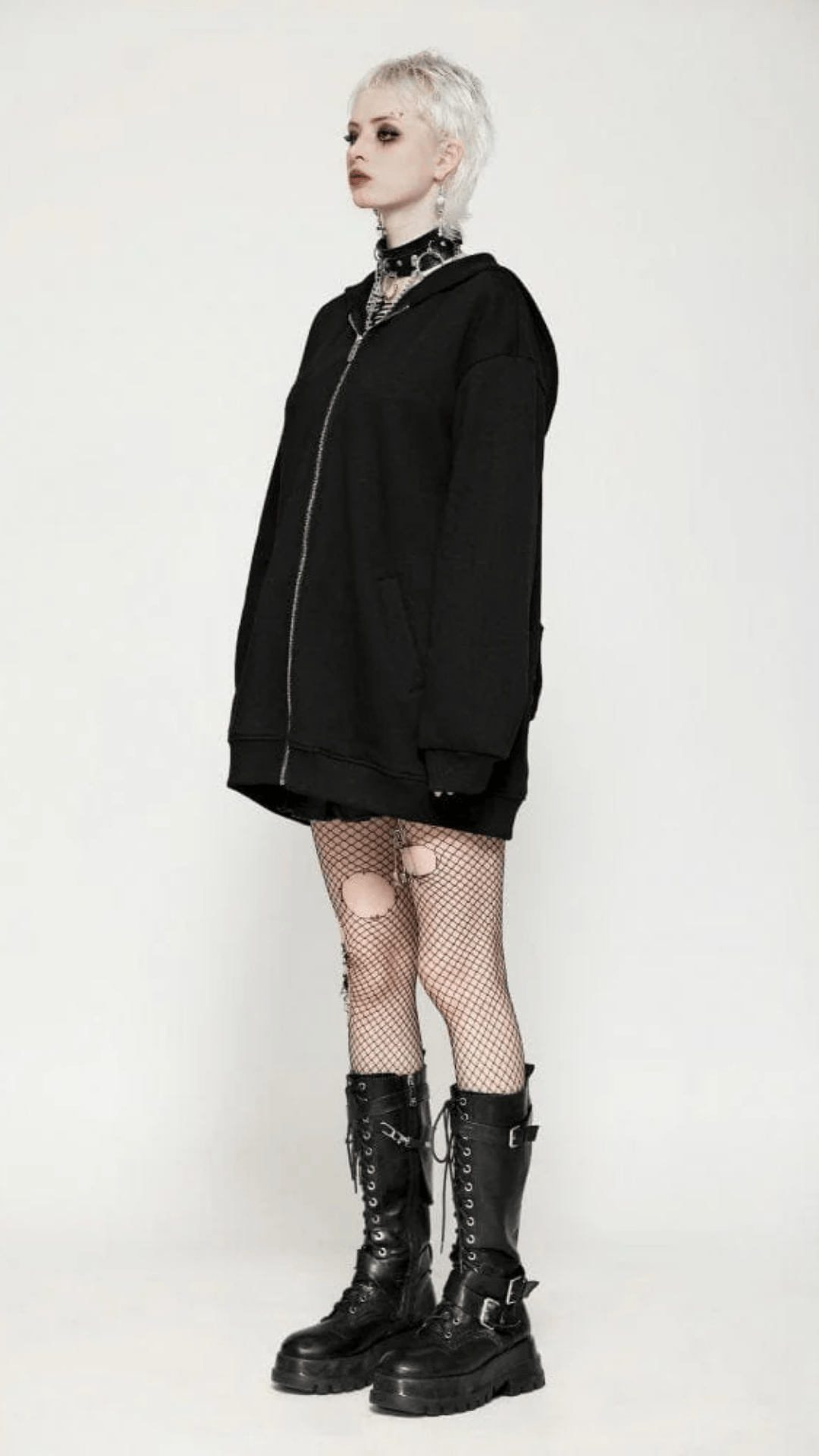 Naughty Kitten Clothing The Bat Wing Hoodie Side View Alternative gothic Women's Wear Hoodie