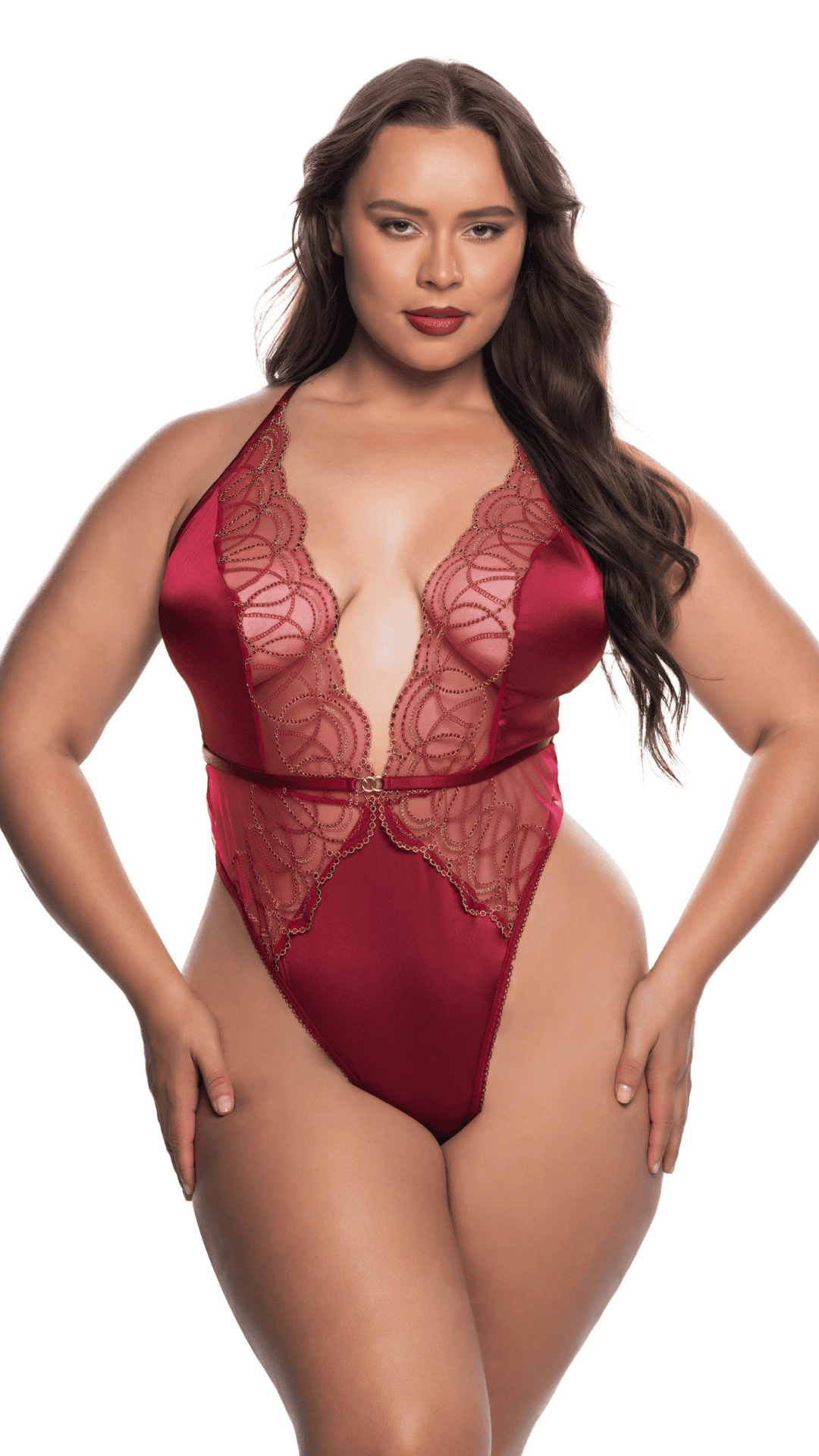 Naughty Kitten Clothing Beaded Belle Teddy Front View Women's Plus Size Lingerie