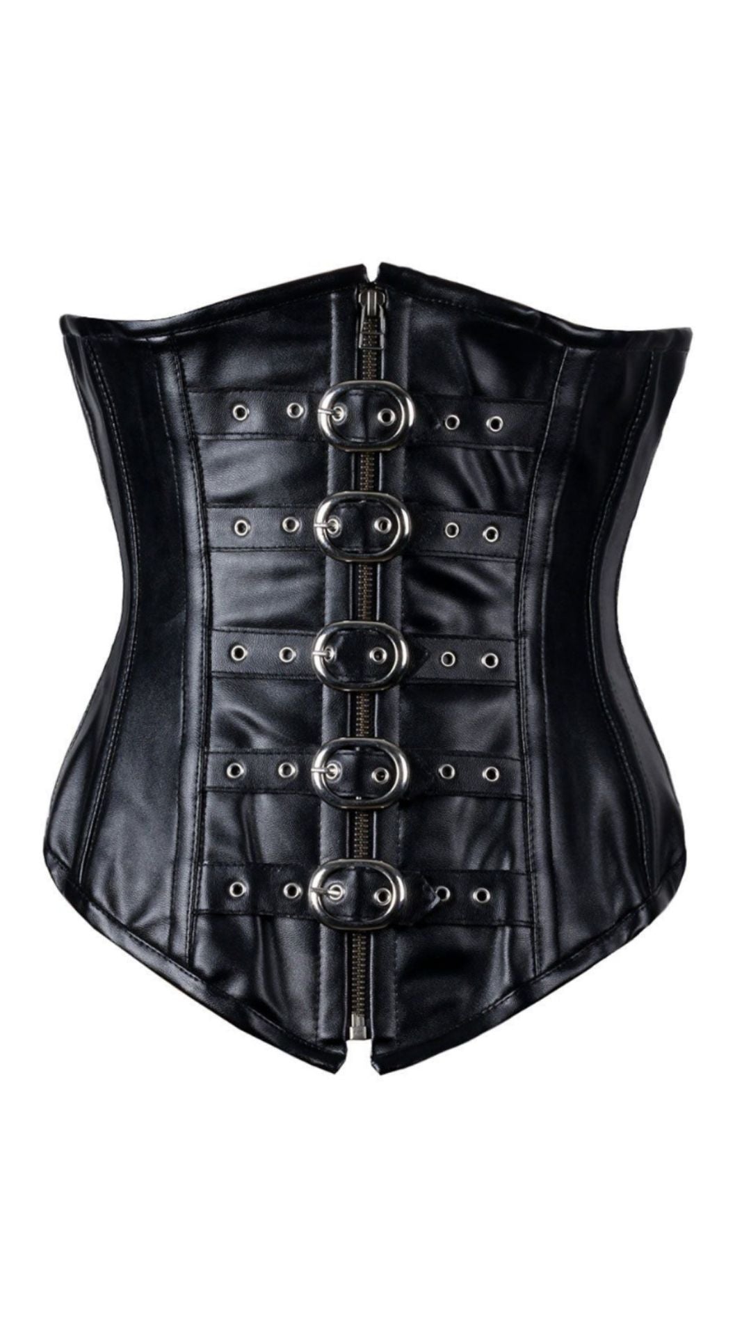 Belladonna Buckled Under-bust Corset Front View - Naughty Kitten Clothing