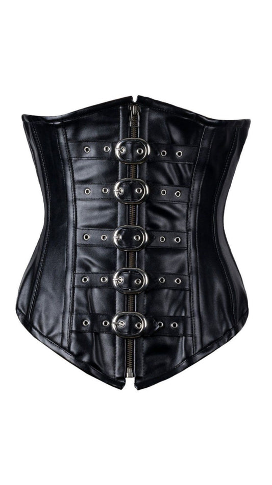 Belladonna Buckled Under-bust Corset Front View - Naughty Kitten Clothing