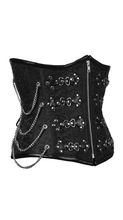 Bianca Gothic Under Bust Corset Side View - Naughty Kitten Clothing