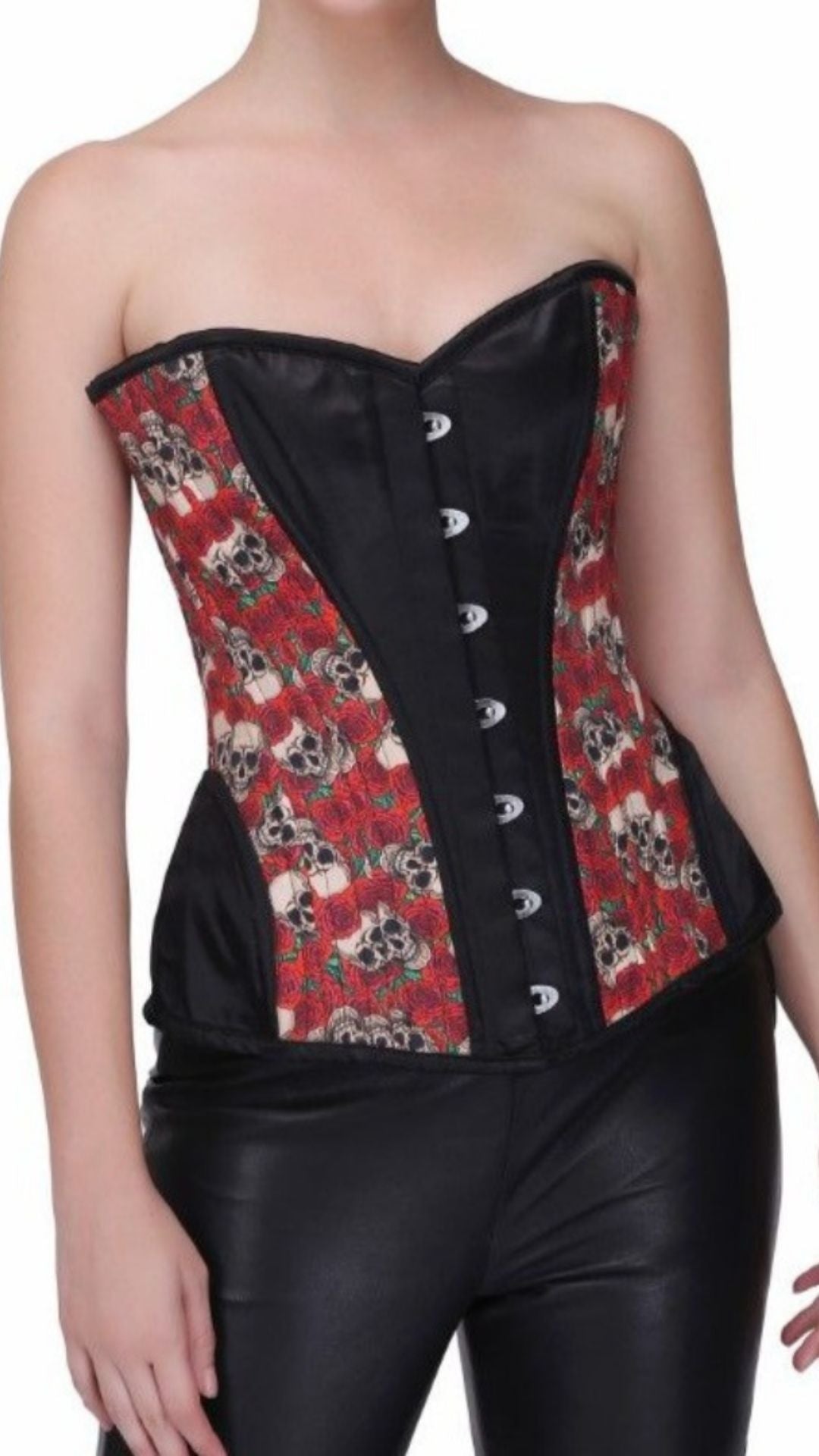 Billie Skull Overbust Corset Front View - Naughty Kitten Clothing