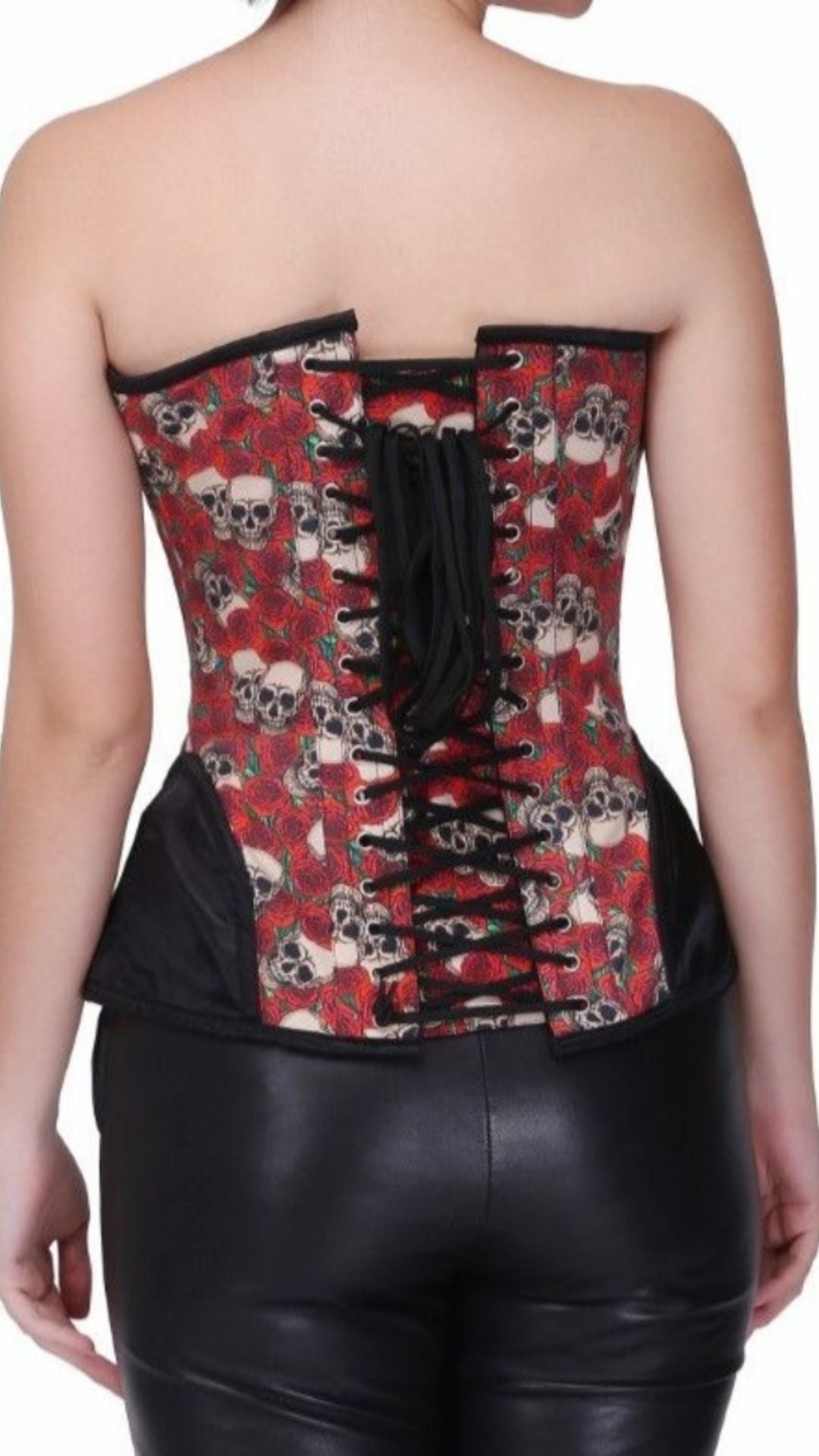 Billie Skull Overbust Corset Rear View - Naughty Kitten Clothing