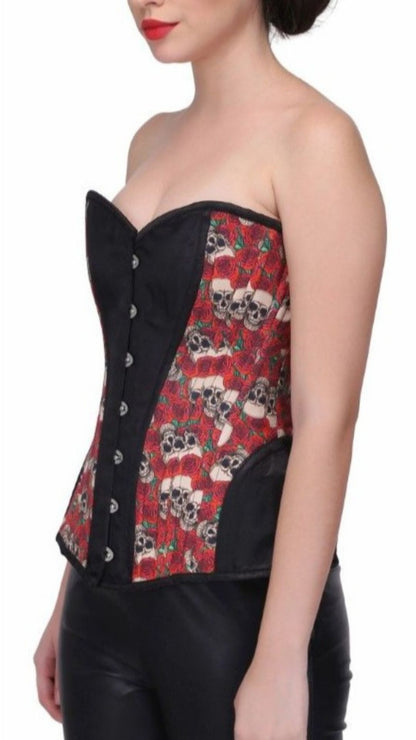 Billie Skull Overbust Corset Side View - Naughty Kitten Clothing