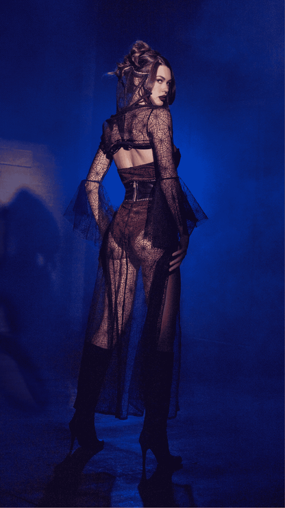 Naughty Kitten Clothing Black Widow Costume Rear View Halloween Costume