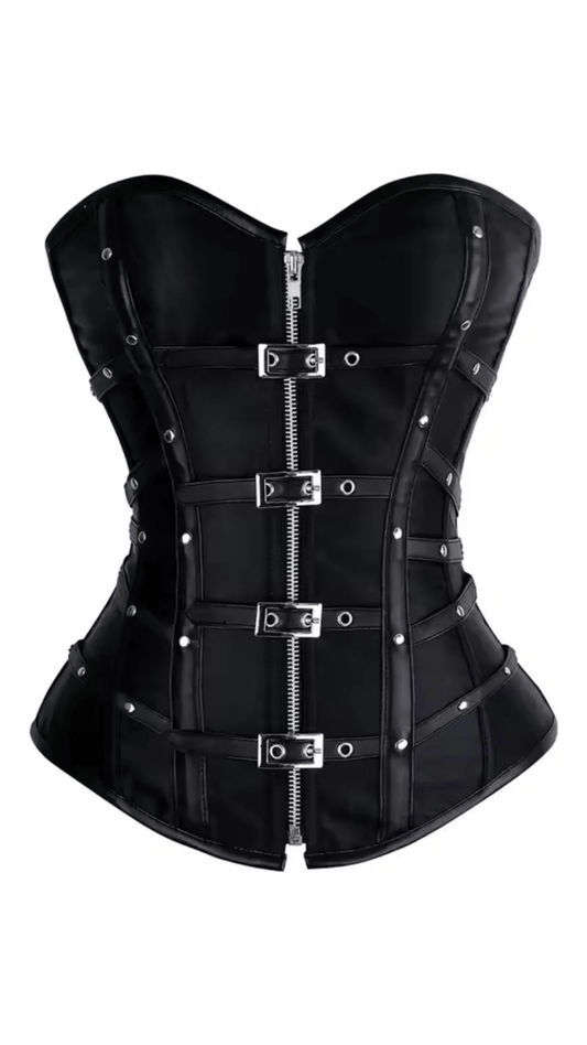 Naughty Kitten Clothing Crimson Siren Corset Front View Gothic Waist Cincher