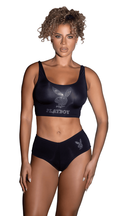 Naughty Kitten Clothing Bling Bunny 2pc Lounge Set Front View Women's Playboy Lingerie