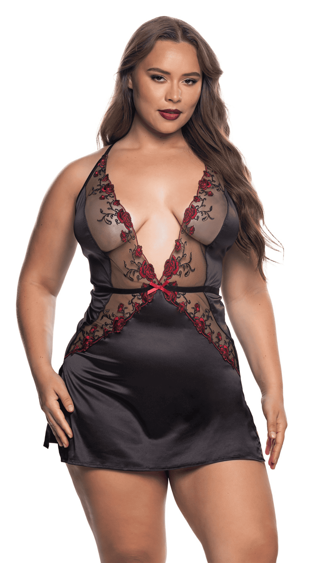 Naughty Kitten Clothing Blossom Beauty Slip Front View Women's Lingerie Plus Size