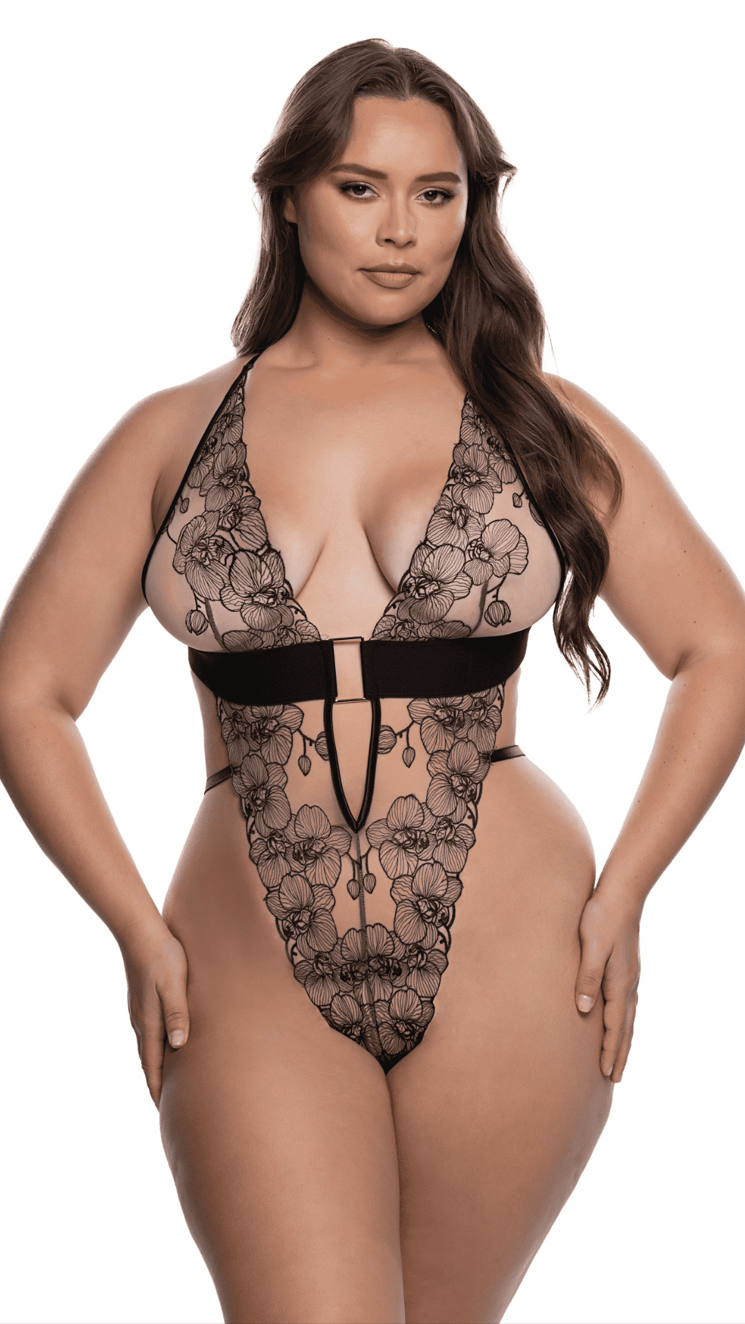 Naughty Kitten Clothing Orchid Blossom Teddy Front View Women's Plus Size Lingerie