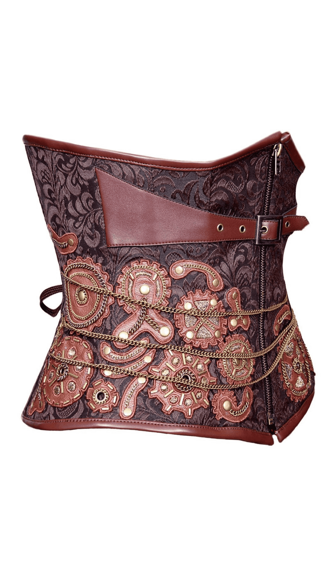 Bria Steampunk Chain Underbust Corset Side View- Naughty Kitten Clothing