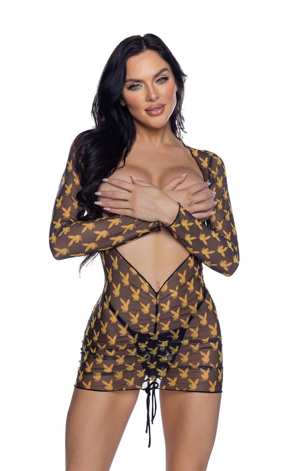 Naughty Kitten Clothing Front View Bunny Cover-Up Playboy Swimwear