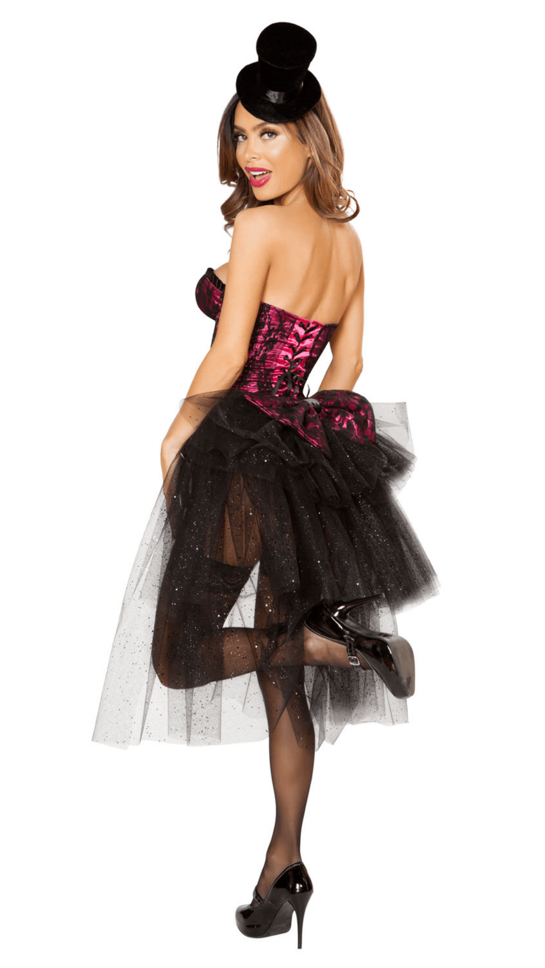 Burlesque Girl Costume Rear View - Naughty Kitten Clothing Halloween Costume