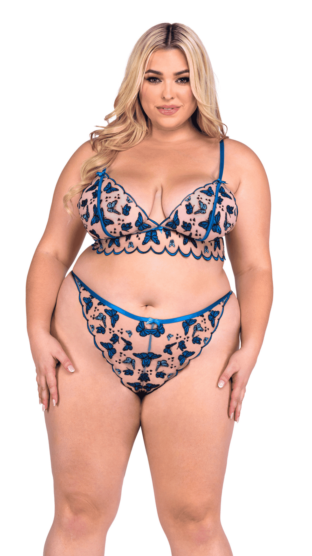 Naughty Kitten Clothing Butterfly Beauty 2-Piece Bralette Set Front View Plus Size Lingerie 