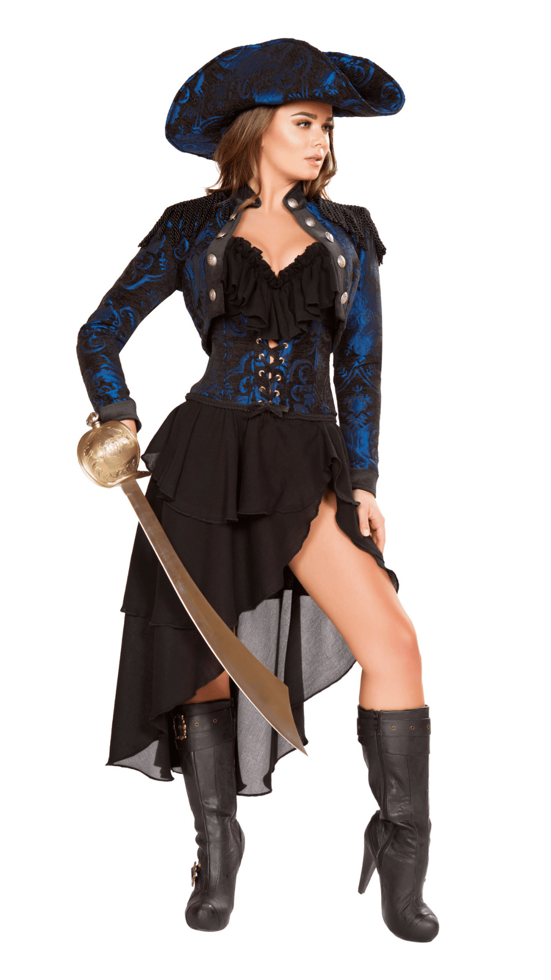 Captain of the Night Costume Front View - Naughty Kitten Clothing Halloween Costume