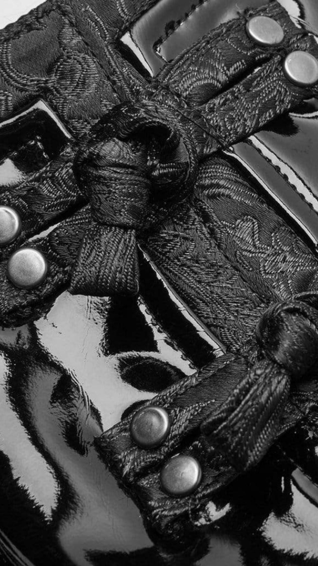 Naughty Kitten Clothing Cheongsam Style Faux Leather Cutout Slim Fitted Dress Close Up View Alternative Gothic Fashion