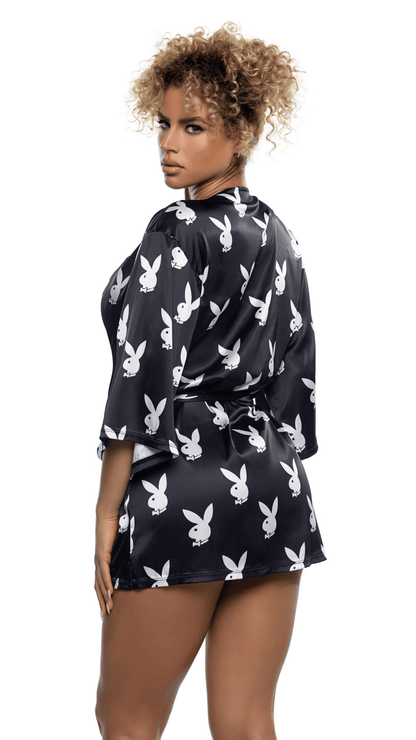Naughty Kitten Clothing Chill Bunny Robe Rear View Black women's Playboy Lingerie