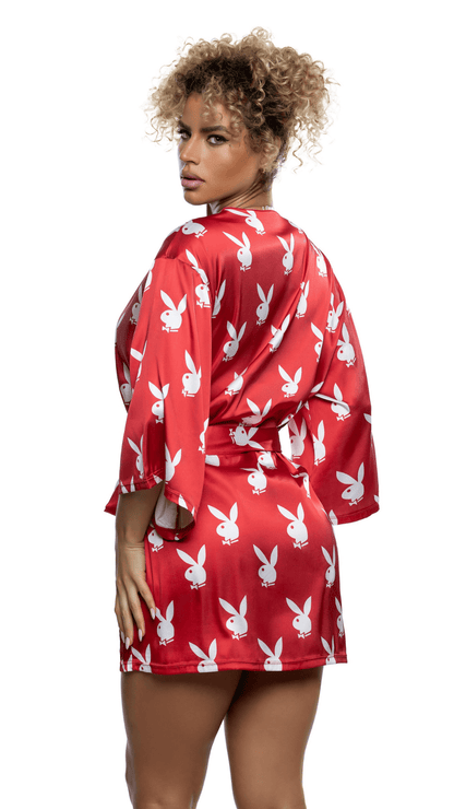 Naughty Kitten Clothing Chill Bunny Robe Front View Red women's Playboy Lingerie