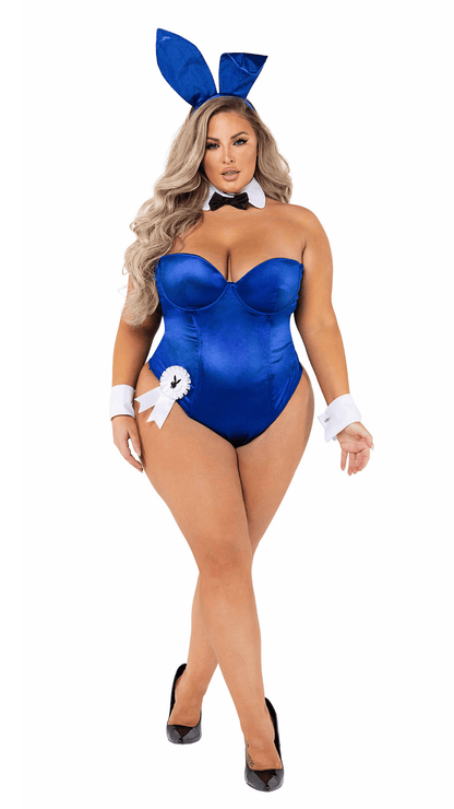 Naughty Kitten Clothing Classic Playboy Bunny Costume Blue Front View Playboy Costume Plus Size