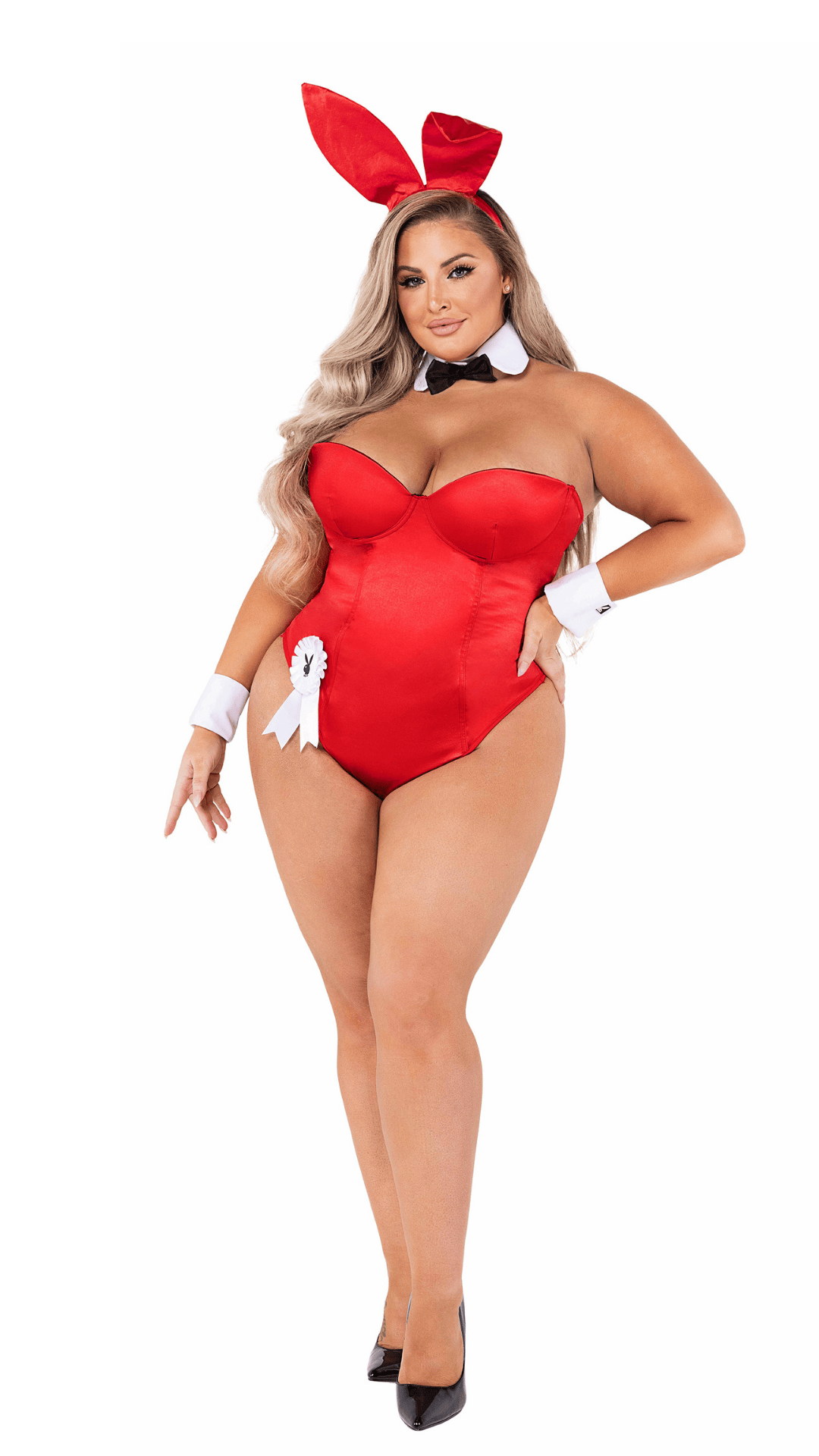 Naughty Kitten Clothing Classic Playboy Bunny Costume Red Front View Playboy Costume Plus Size