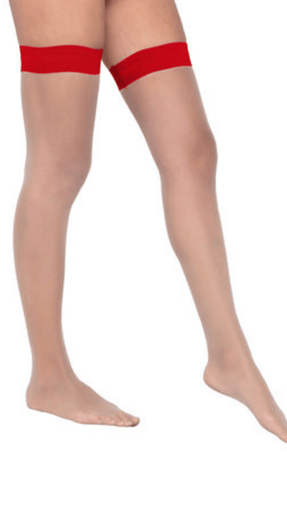 Coloured Stay up Stockings - Black, Hot Pink, Red