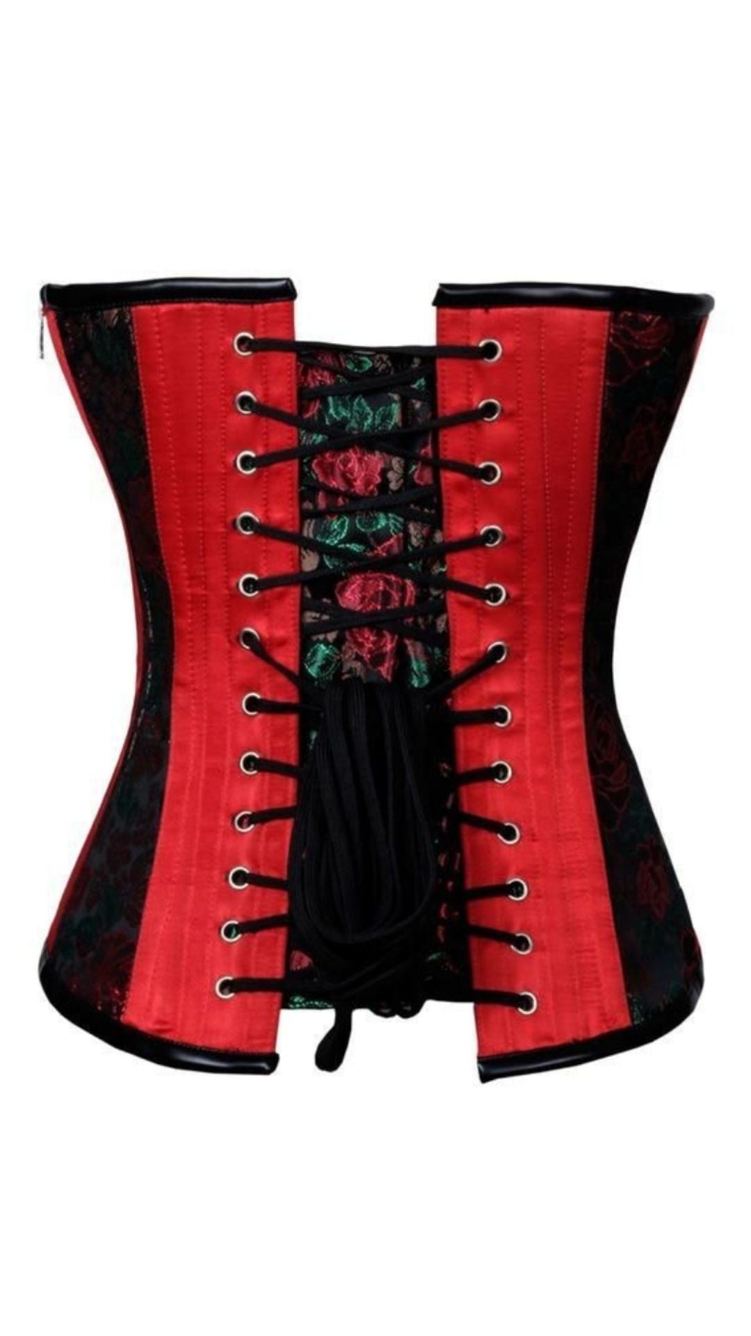 Crimson Rose Deluxe Corset Rear View - Naughty Kitten Clothing