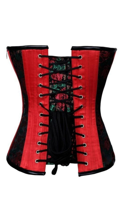 Crimson Rose Deluxe Corset Rear View - Naughty Kitten Clothing