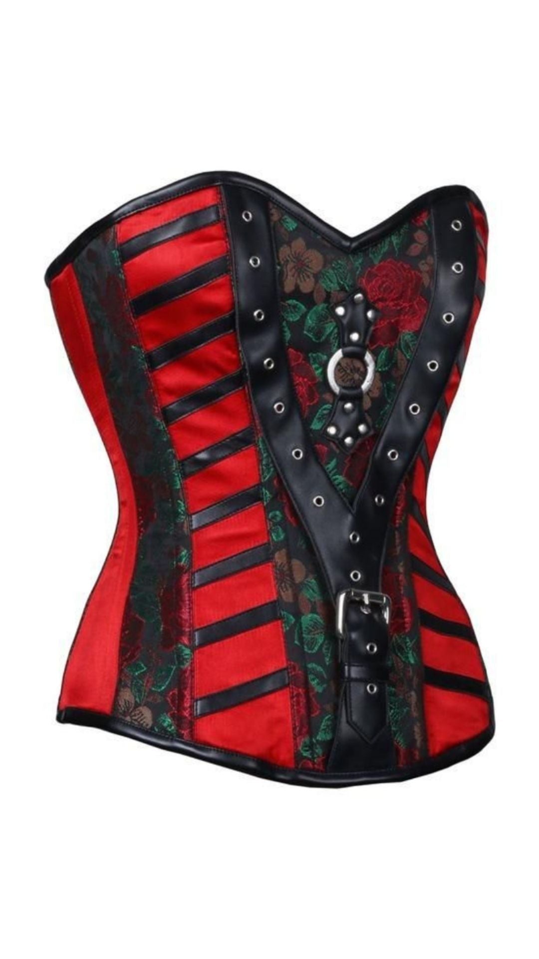 Crimson Rose Deluxe Corset Side View - Naughty Kitten Clothing