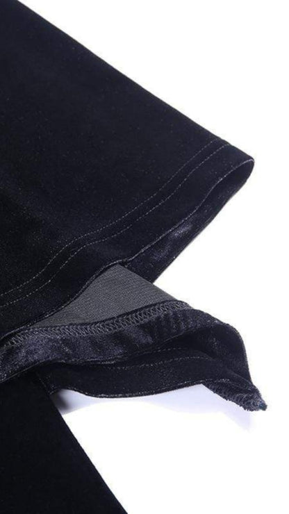 Naughty Kitten Clothing Cross Zipper Fly Hooded Butterfly Sleeved Velvet Dress Close Up View Alternative Gothic Fashion