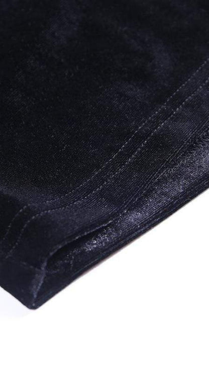 Naughty Kitten Clothing Cross Zipper Fly Hooded Butterfly Sleeved Velvet Dress Close Up View Alternative Gothic Fashion