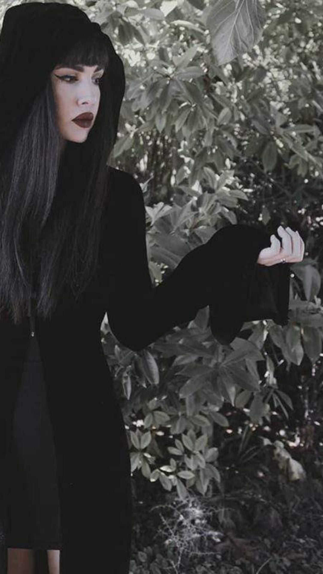 Naughty Kitten Clothing Cross Zipper Fly Hooded Butterfly Sleeved Velvet Dress Front Sleeve and Hood View Alternative Gothic Fashion