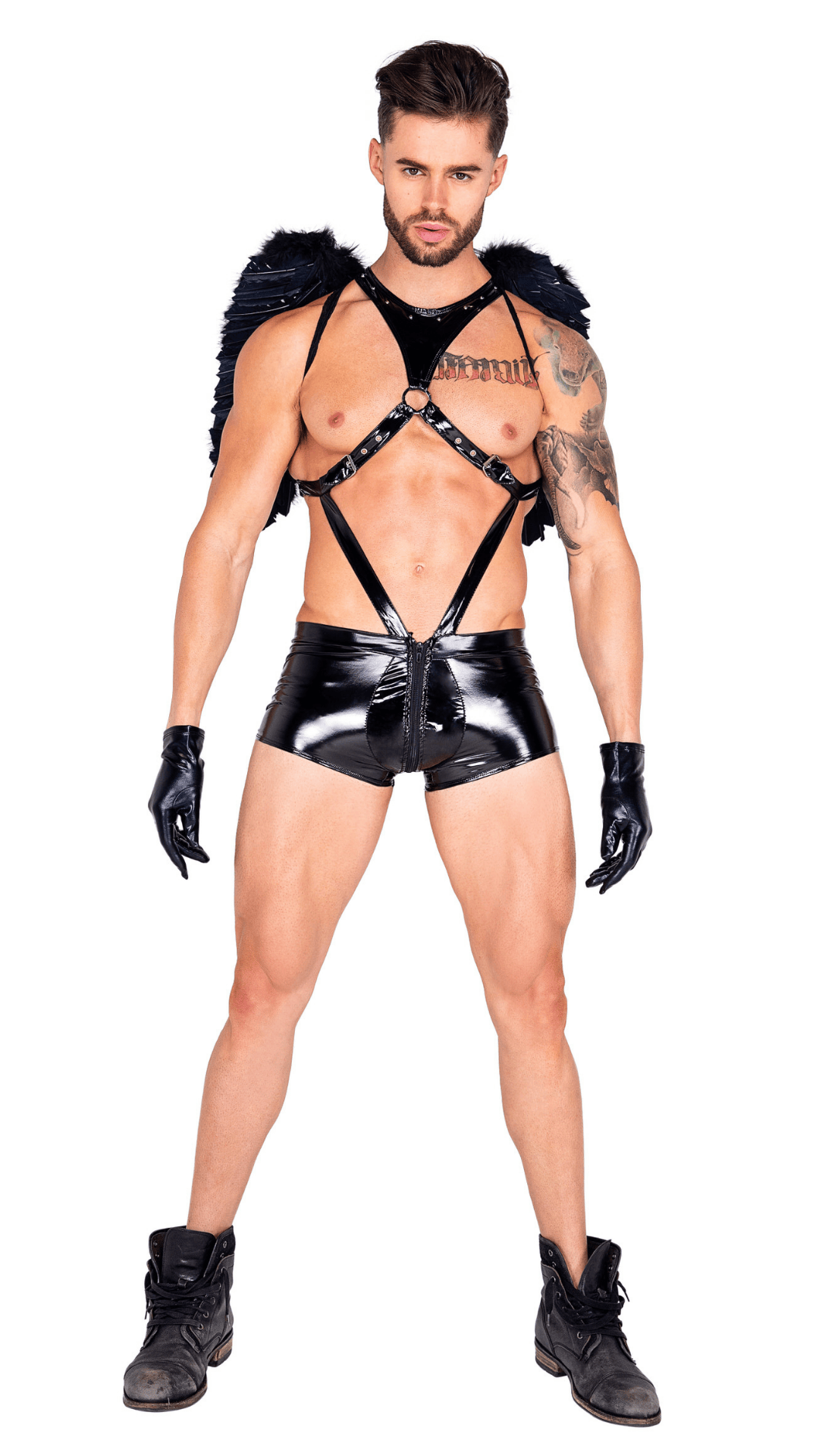 Dark Angel Men's Costume Front View - Naughty Kitten Clothing Men's Halloween Costume
