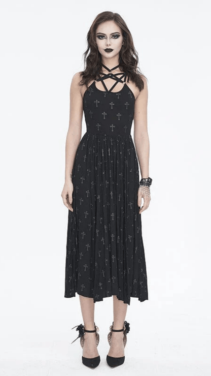 Naughty Kitten Clothing Dark Devotion Maxi Dress Front View Alternative Gothic Women's Wear Dress