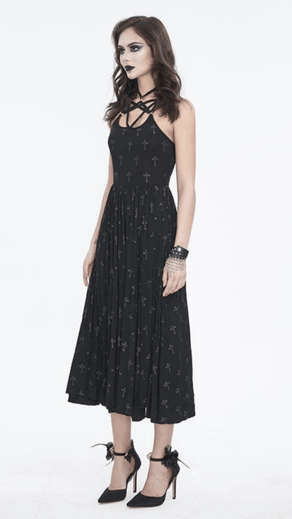 Naughty Kitten Clothing Dark Devotion Maxi Dress Side View Alternative Gothic Women's Wear Dress