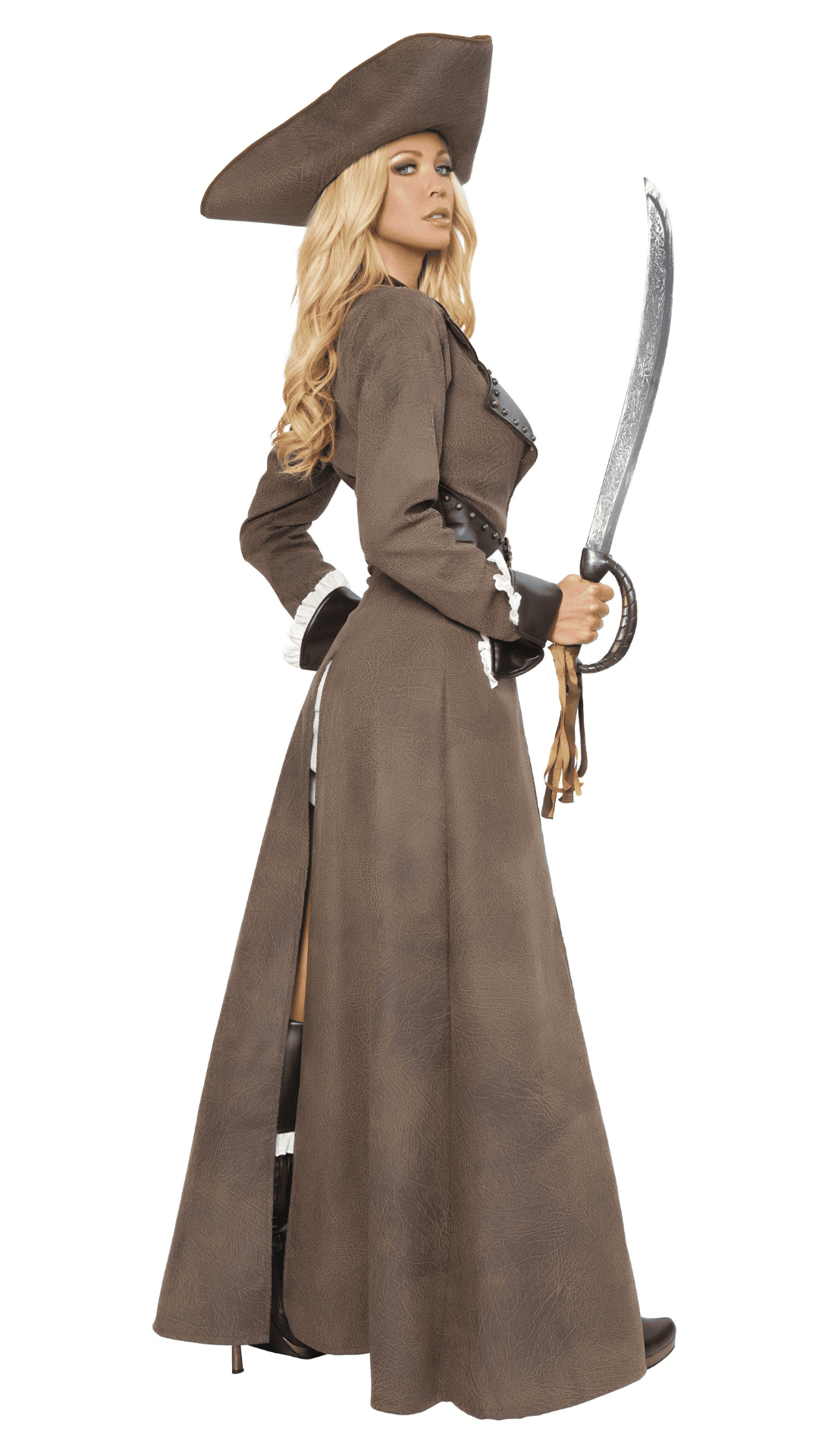 Deluxe 4pc Pirate Captain Costume Rear View - Naughty Kitten Clothing Halloween Costume